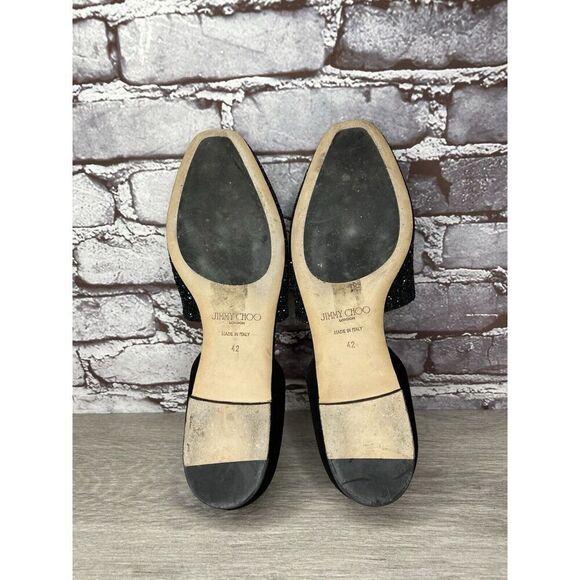 Jimmy Choo London Black Suede Leather Sparkle D’ Orsay Flats Women’s 42EU/11M US - Picture 8 of 16